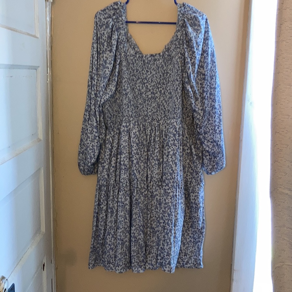 Blue Paisley Floral Print Dress